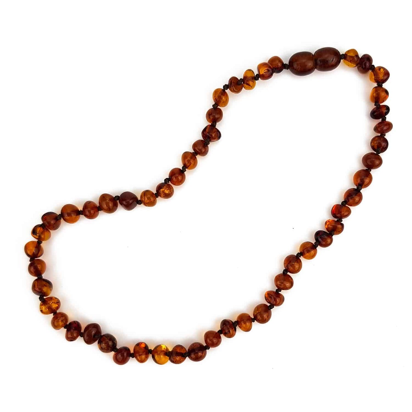 Baby/Kind – Barnsteen ketting – ronde kraaltjes – 33cm - cognac - Lille Barn - With ♥ for the smallest