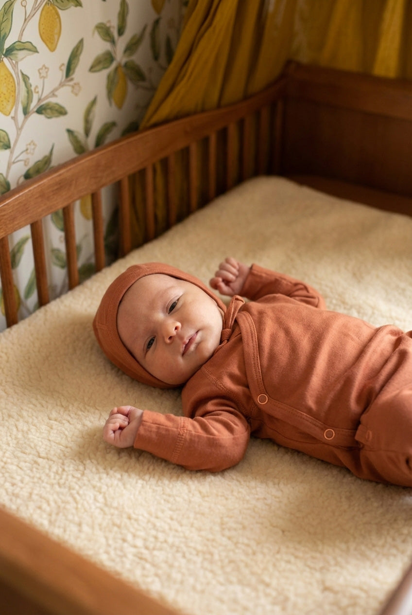 Wollen Baby pakje met voetjes – Merinowol - Coral Gold