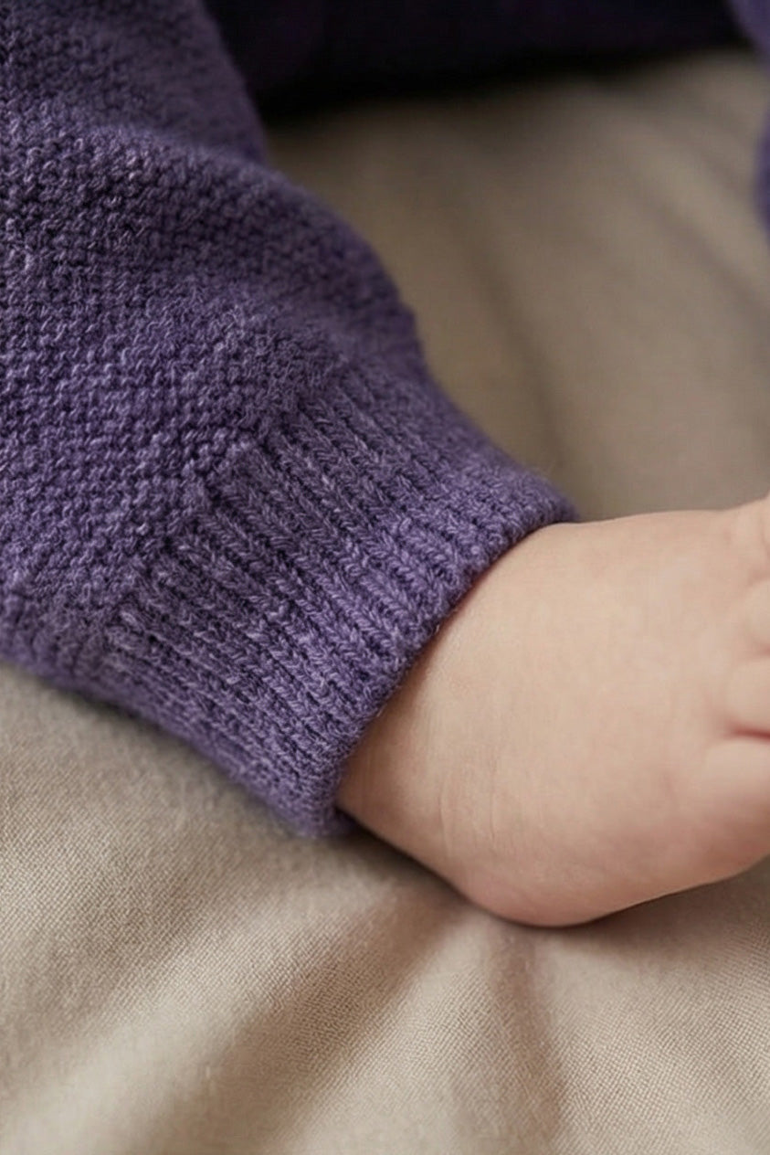 Merinowol gebreid baby broekje - Violet