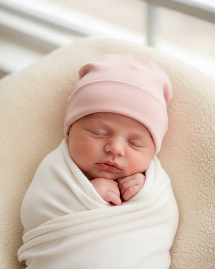 Wollen baby muts - Merinowol - Misty Rose