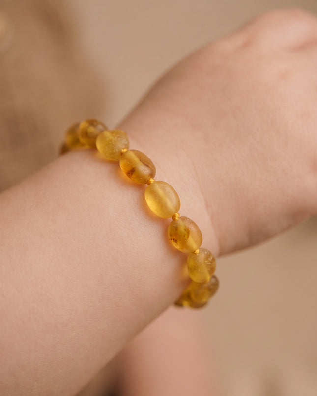 Baby/Kind - Bernsteinarmband - Ovale Rohperlen