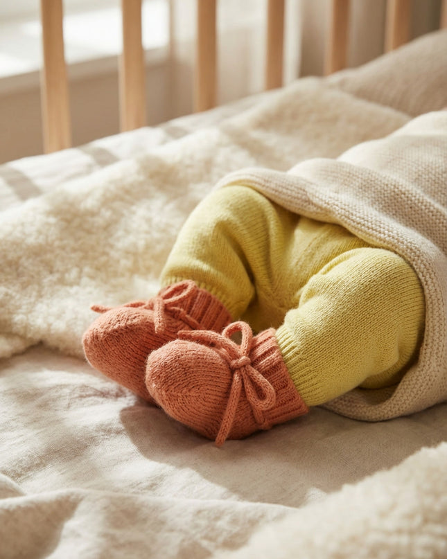 Wollen Baby sokjes / Newborn Sokjes - Merinowol - Peach Fuzz