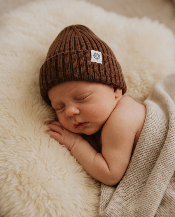 Merino wool Knitted Baby Hat - Carob