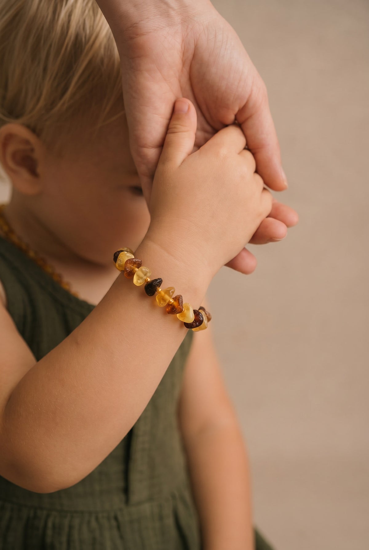 Baby/Bambino – Bracciale in ambra – Chips - Perline grezze - 14cm - Colori misti