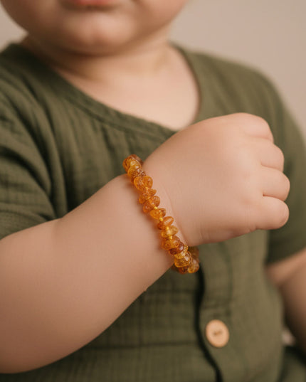 Baby/Kind - Bernsteinarmband - Chips - Rohperlen - 14 cm