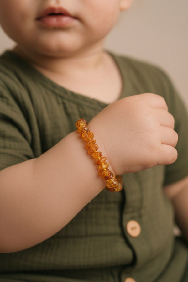 Baby/Kind - Bernsteinarmband - Chips - Rohperlen - 14 cm