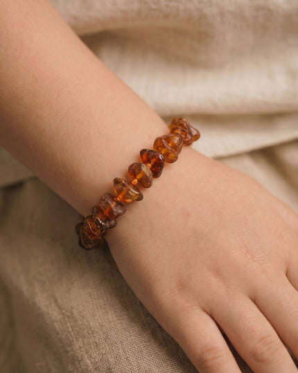 Bébé/Enfant - Bracelet en ambre - cognac - chips poli - 14cm