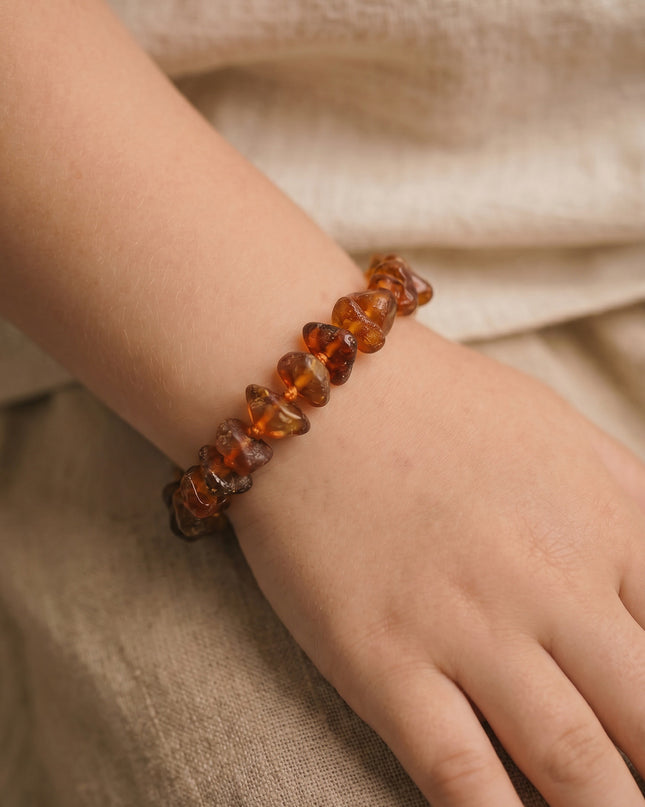 Baby/Kind - Bernsteinarmband - Cognac - polierte Splitter - 14cm