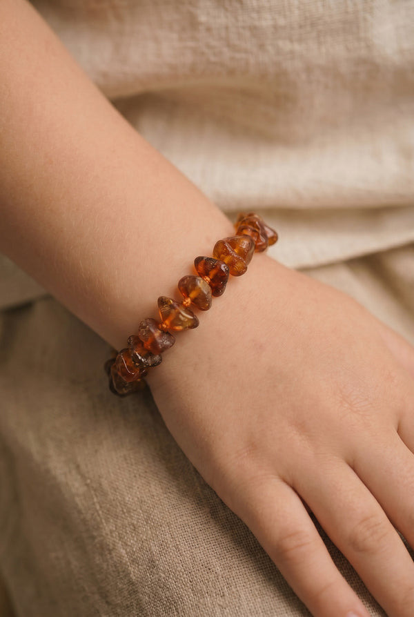 Baby/Kind - Bernsteinarmband - Cognac - polierte Splitter - 14cm