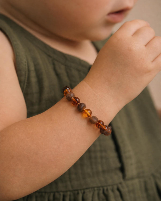 Baby/Kind – Bernsteinarmband – Runde Perlen – Poliert – 14 cm