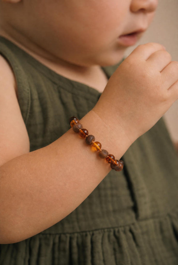 Baby/Kind – Bernsteinarmband – Runde Perlen – Poliert – 14 cm