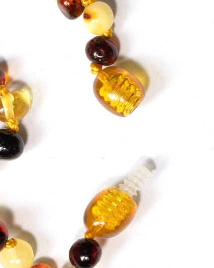 Baby/Child – Amber bracelet – round raw beads – 14cm – cognac