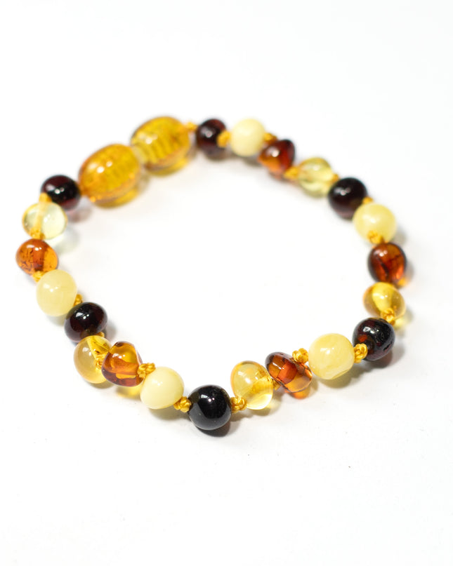 Baby/Kind – Barnsteen armbandje – ronde kraaltjes – 14cm - Gemengde kleuren