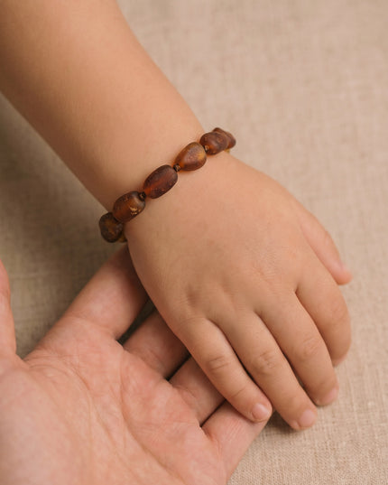 Baby/Kind - Bernsteinarmband - Ovale Rohperlen