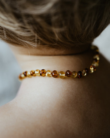 Baby/Child – Amber Necklace – round beads – 33cm - Lemon & honey