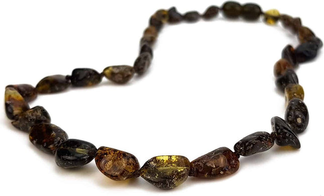 Baby/Kind - Barnsteen ketting - groen ovalen kraaltjes- 33cm - Lille Barn - With ♥ for the smallest