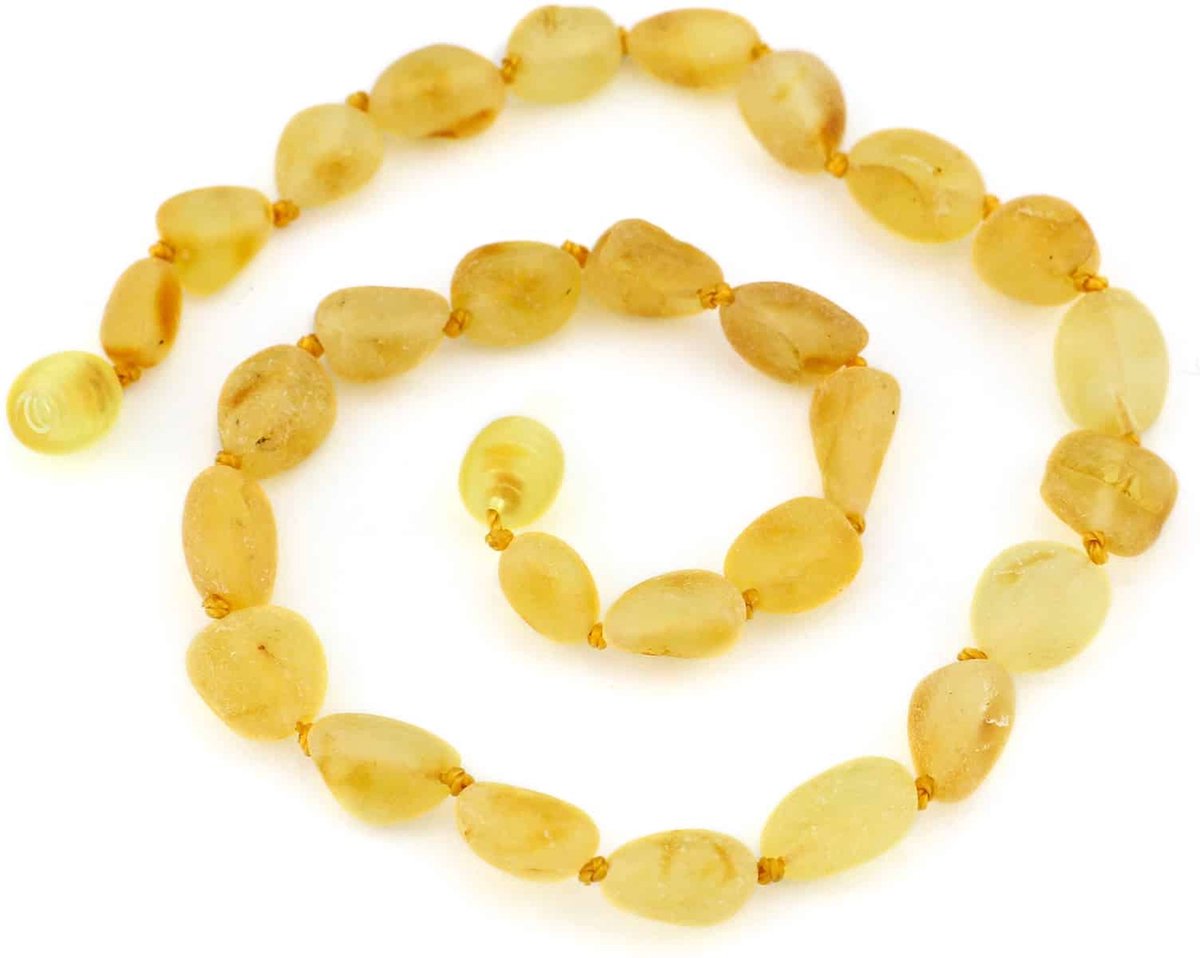 Baby/Kind - Barnsteen ketting - lemon - ovalen ruwe steentjes - 33cm