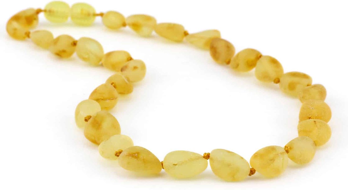 Baby/Kind - Barnsteen ketting - lemon - ovalen ruwe steentjes - 33cm