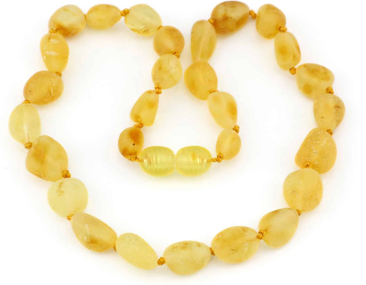 Baby/Kind - Barnsteen ketting - lemon - ovalen ruwe steentjes - 33cm