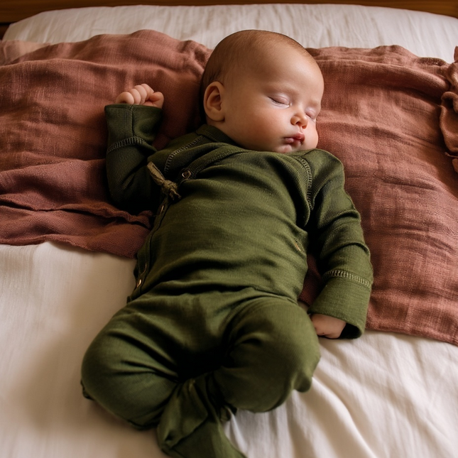 Wollen boxpakje / kruippakje – Merinowol - Rifle Green