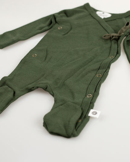 Woolen playsuit / romper suit – merino wool - Rifle Green