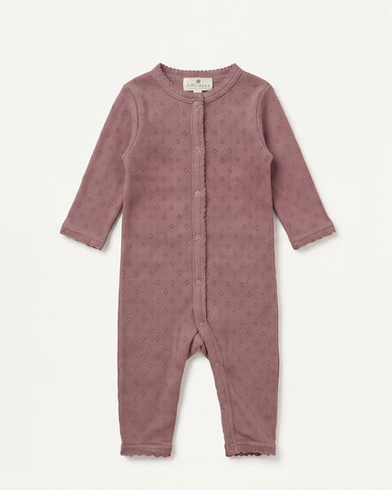 Woll-Strampler in Pointelle - Merinowolle - Rose Brown