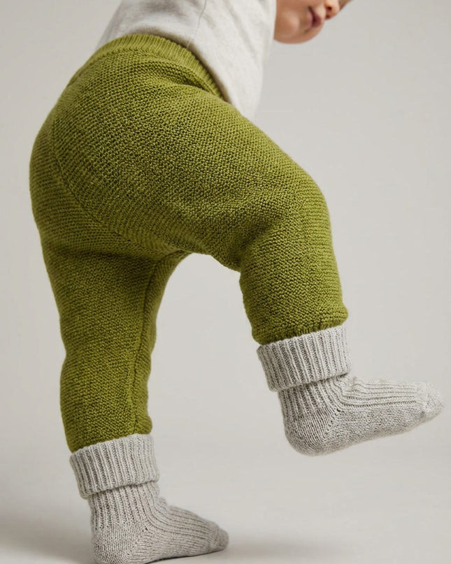 Baby-Strickhose aus Merinowolle - Gurke