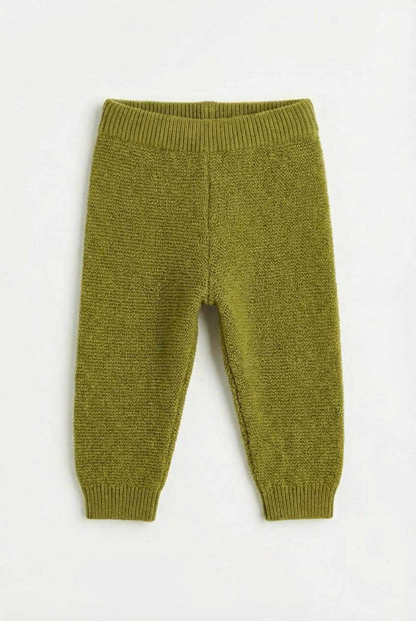 Merinowol gebreid baby broekje - pickle