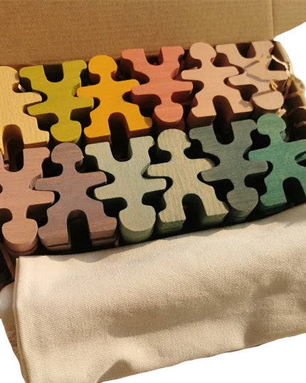 Houten speelgoed - Stapel Poppetjes / acrobaatjes - Montessori - Open einde speelgoed