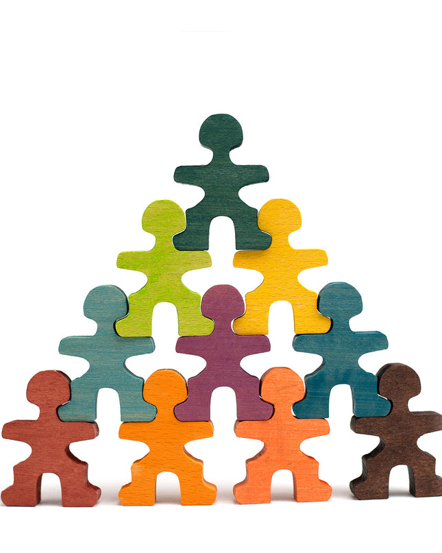 Houten speelgoed - Stapel Poppetjes / acrobaatjes - Montessori - Open einde speelgoed - Lille Barn - With ♥ for the smallest