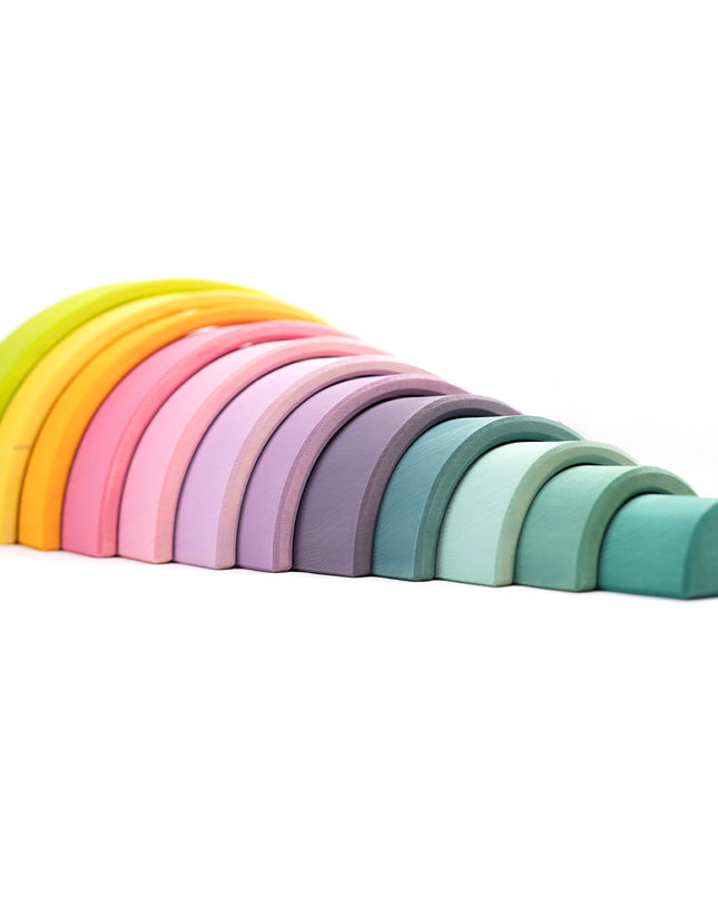 Houten speelgoed stapelaar - Regenboog pastel groot - Montessori - Open einde speelgoed - Lille Barn - With ♥ for the smallest