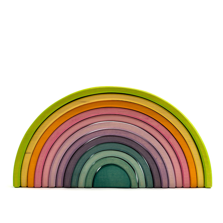 WallClassics - Hout - Einde Van De Regenboog In Het Veld - 100x50 Cm 12 Mm Dik Foto Op Hout