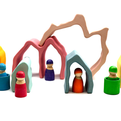 Houten speelgoed stapelaar - Koraal - Montessori - Open einde speelgoed - Lille Barn - With ♥ for the smallest