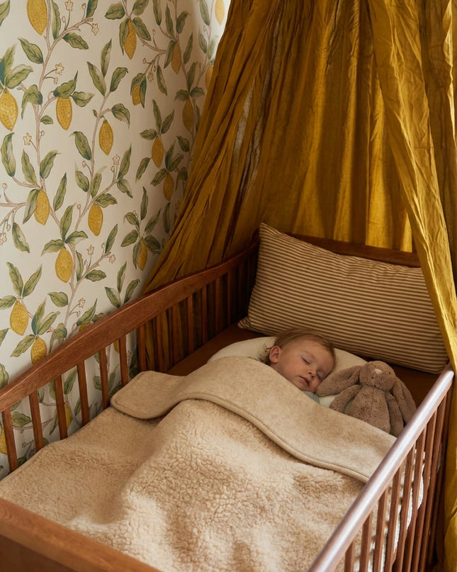 Wollen ledikantdeken 93x135cm - Merinowol - Amandel