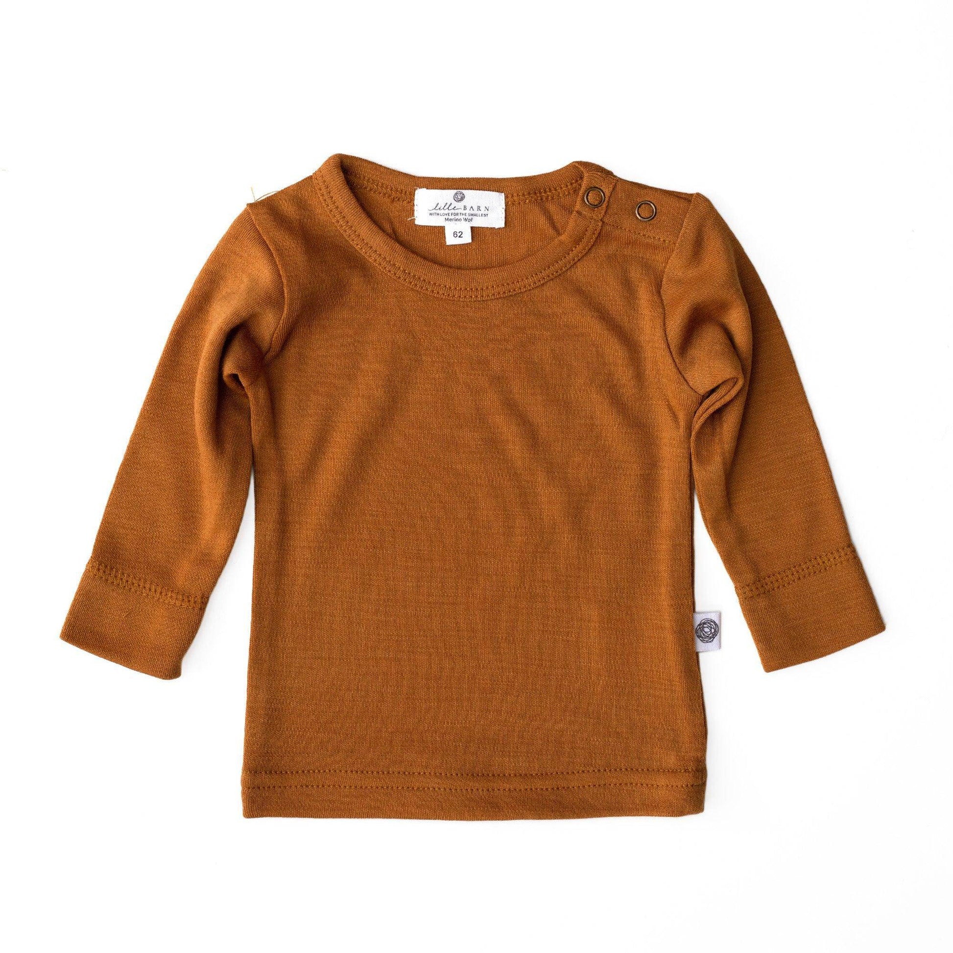 Wollen Baby trui / long sleeve shirt – Merinowol - Cathay spice - Lille Barn - With ♥ for the smallest