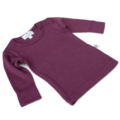 Wollen Baby trui / long sleeve shirt – Merinowol - Crushed violets - Lille Barn - With ♥ for the smallest