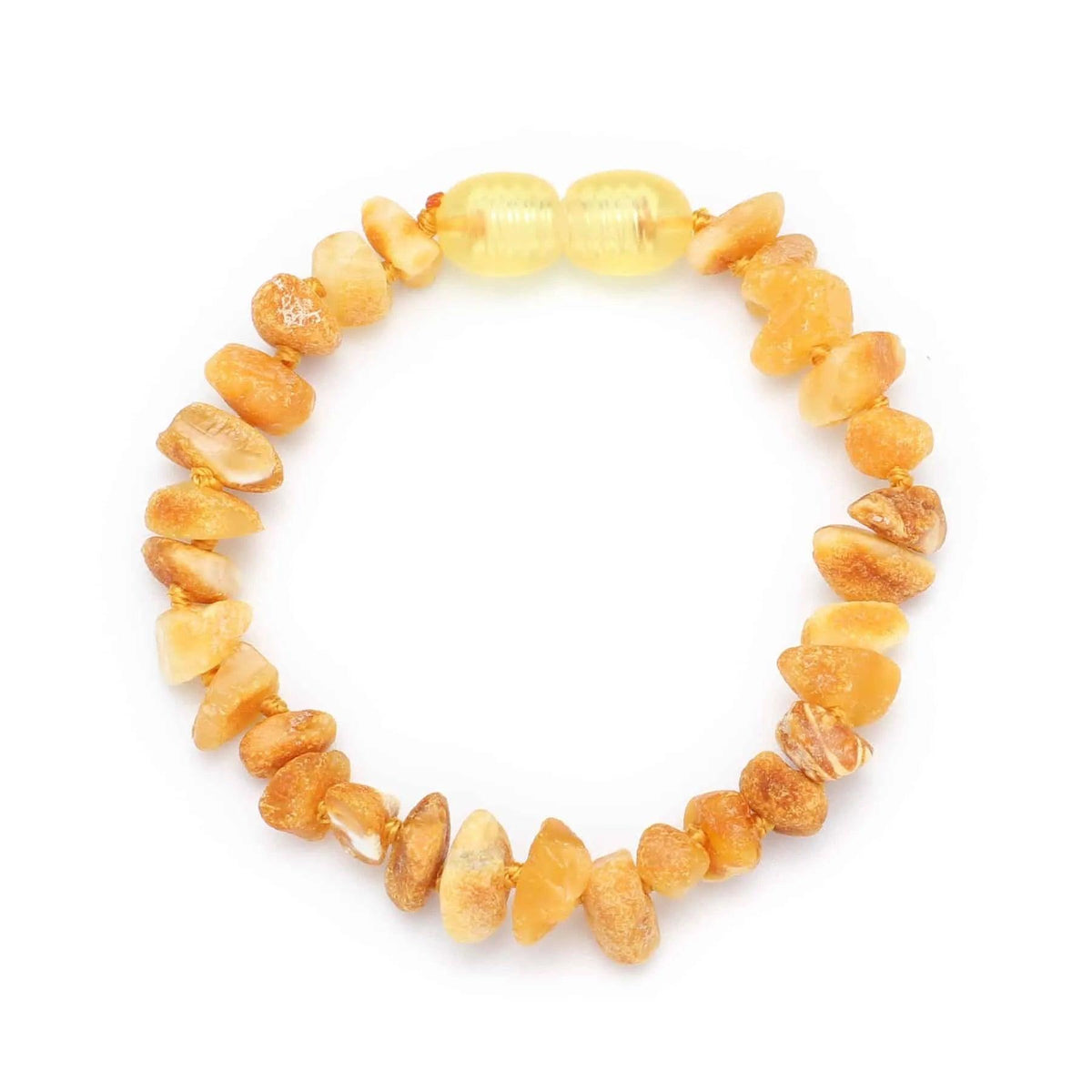 Baby/Kind – Barnsteen armbandje – Chips - Ruwe kraaltjes - 14cm - Butter
