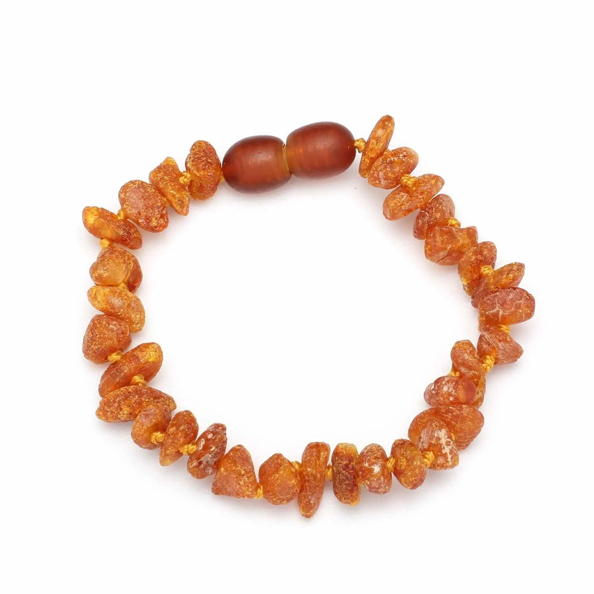 Baby/Kind – Barnsteen armbandje – Chips - Ruwe kraaltjes - 14cm - Honing