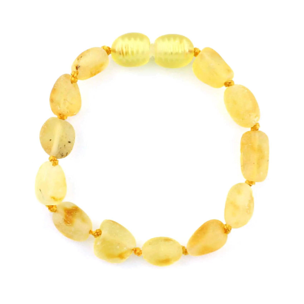 Baby/Kind - Barnsteen armbandje - Ovalen ruwe kraaltjes - Citroen - 14cm