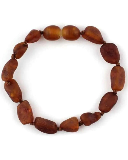 Baby/Kind - Barnsteen armbandje - Ovalen ruwe kraaltjes - Cognac - Lille Barn - With ♥ for the smallest