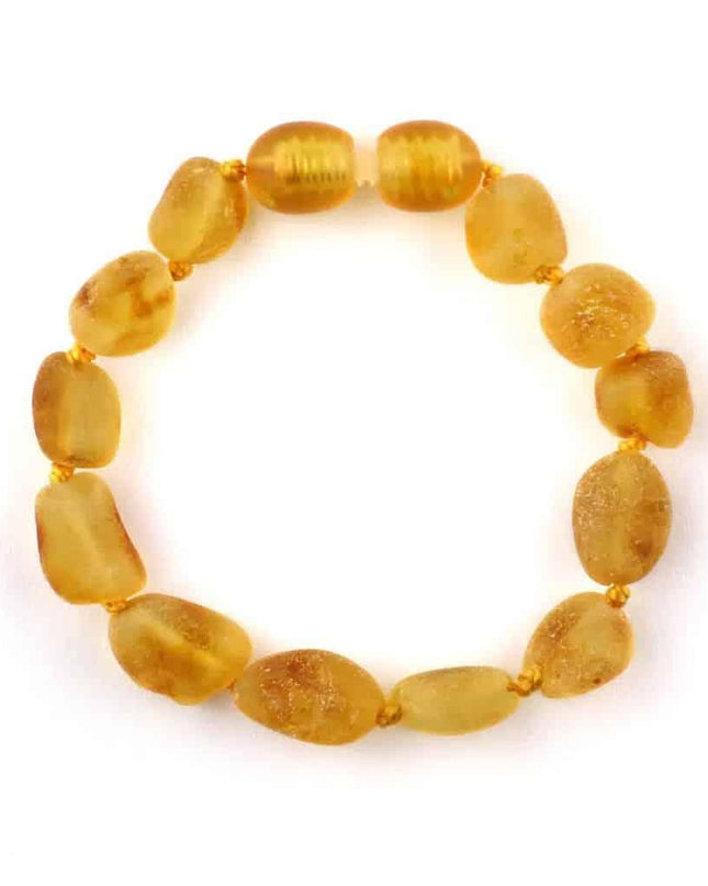 Baby/Kind - Barnsteen armbandje - Ovalen ruwe kraaltjes - Honing - Lille Barn - With ♥ for the smallest