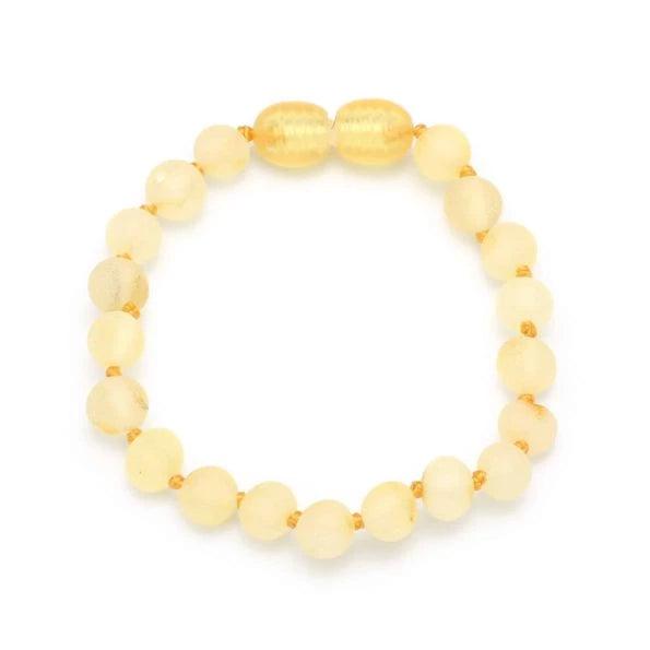 Baby/Kind – Barnsteen armbandje – ronde ruwe kraaltjes – 14cm - Citroen