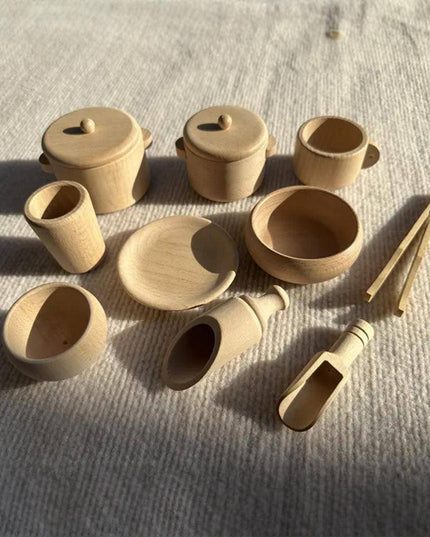 Houten speelgoed - Kookset/eetset - Montessori - Open einde speelgoed - Lille Barn - With ♥ for the smallest