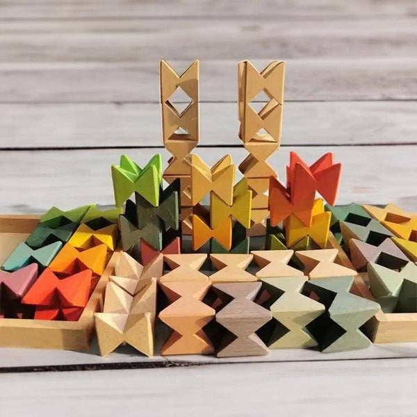 Blocchi a farfalla in legno – Gioco Montessori