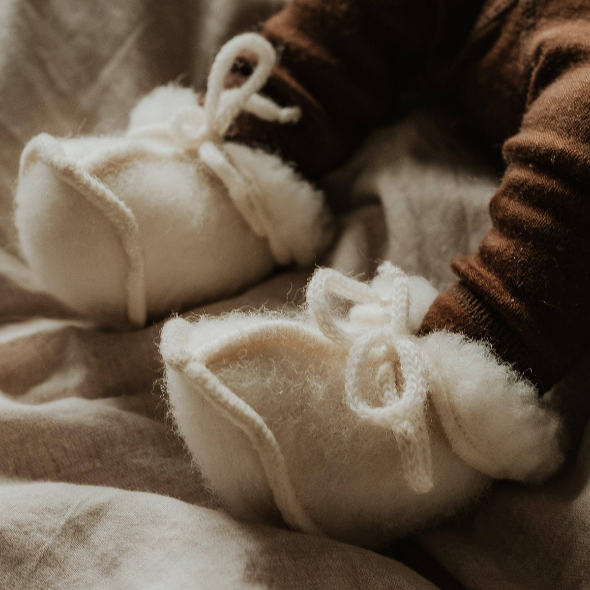 Baby / newborn wollen slofjes - Naturel