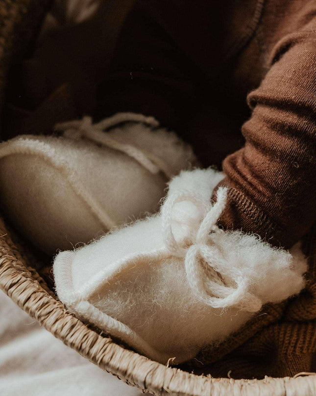 Baby / newborn wollen slofjes - Naturel - Lille Barn - With ♥ for the smallest