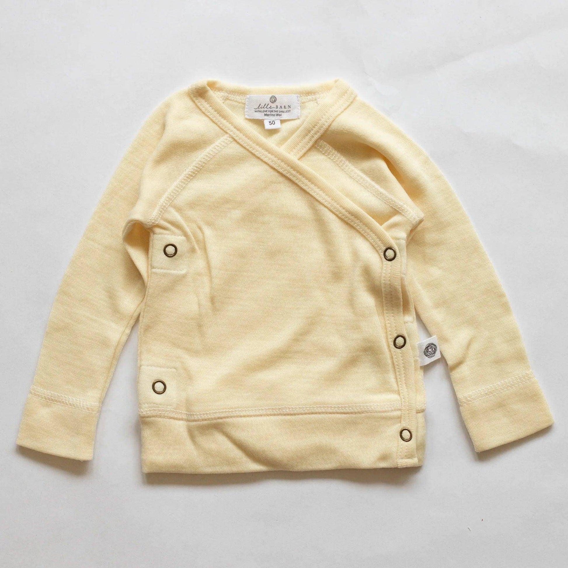Baby wollen overslagtrui – Merinowol Naturel – Lille Barn