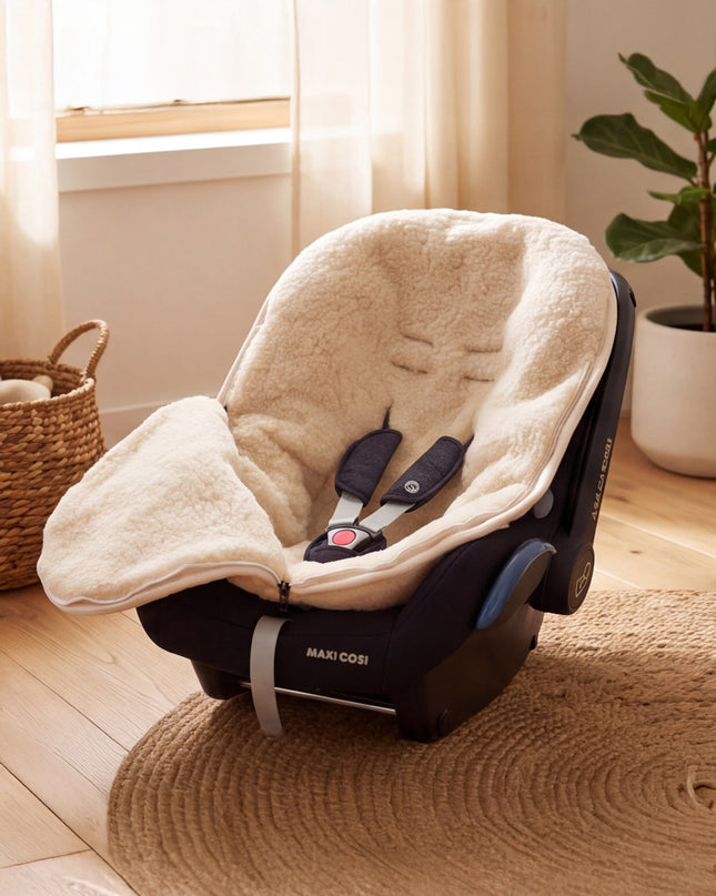 Uld babypose til autostol eller maxi-cosi - Mandel - Merinould