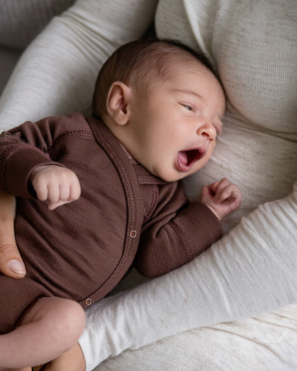 Woolen wrap-over romper long sleeves – merino wool