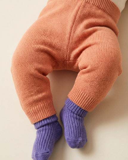 Baby-Strickhose aus Merinowolle - Pfirsichflaum
